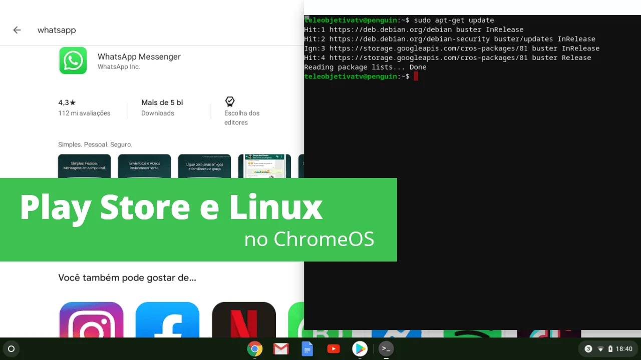 Como é a instalação de apps Android e Linux no Chromebook